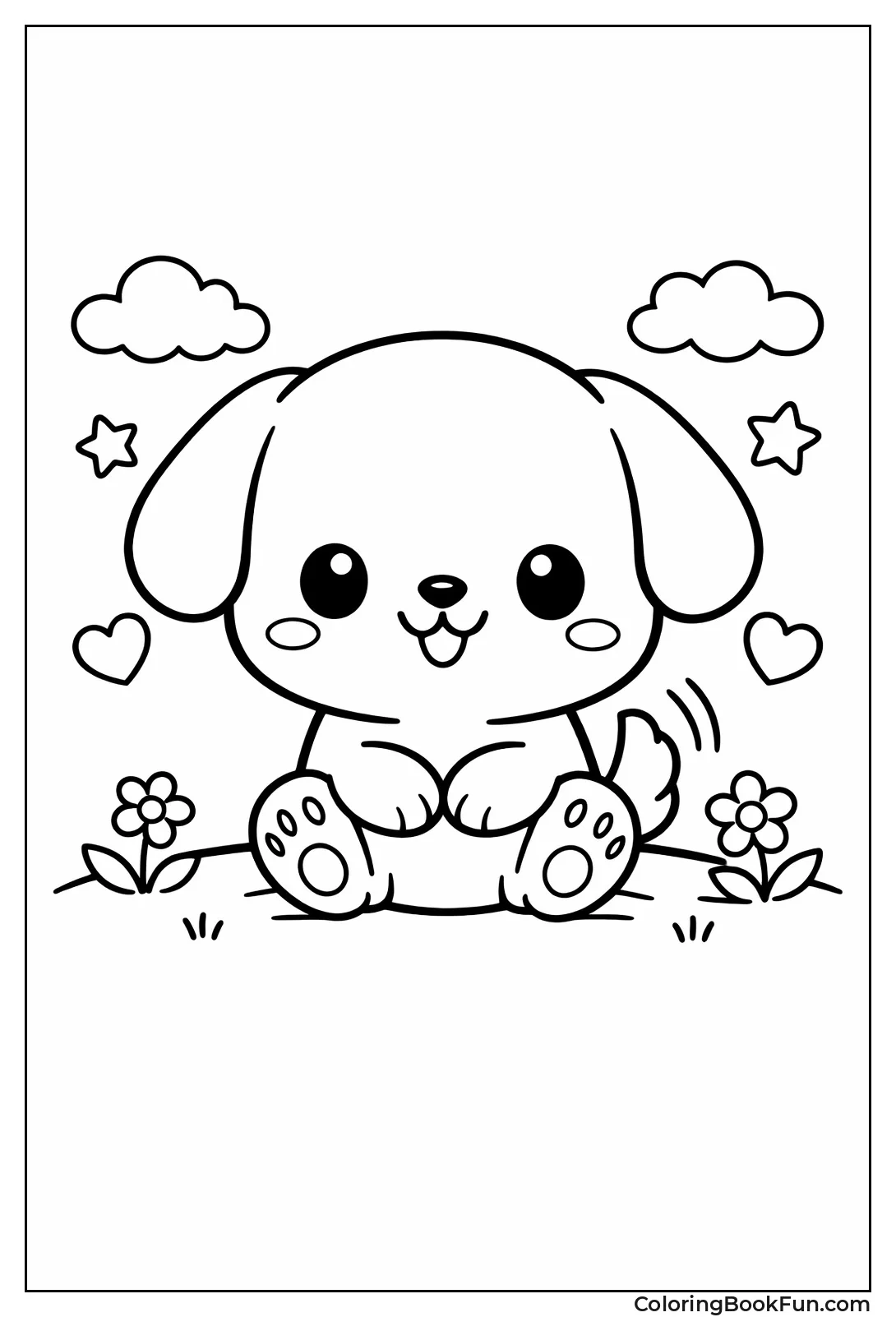 Chibi Puppy Sitting Cutely