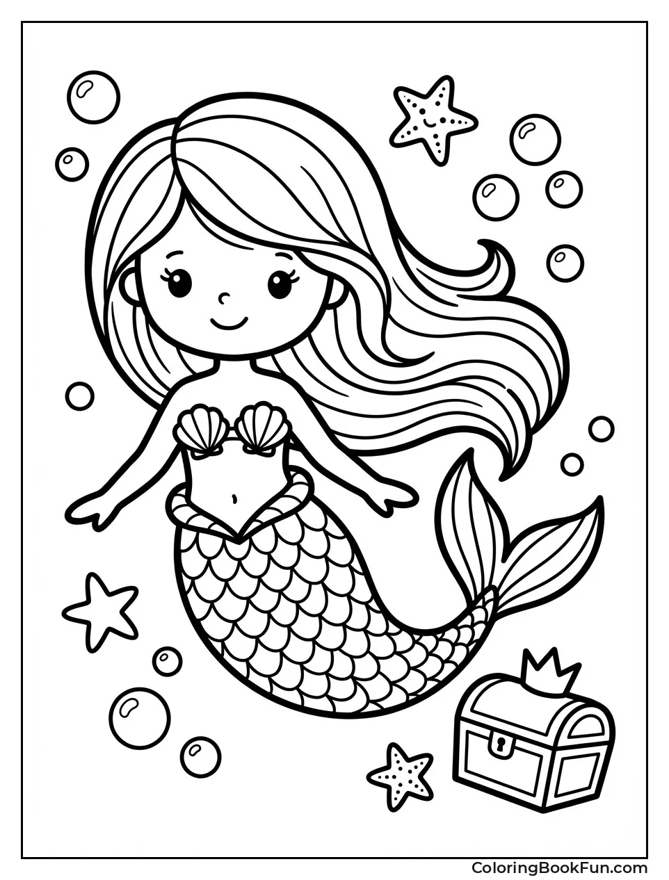 Cute Mermaid in Fantasy Sea