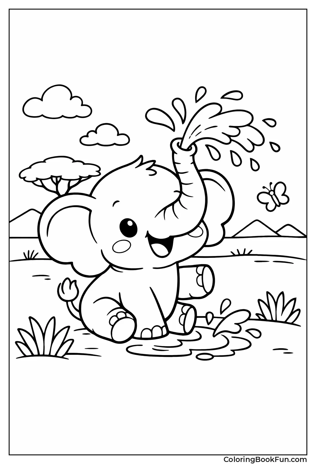 Elephant Spraying Water