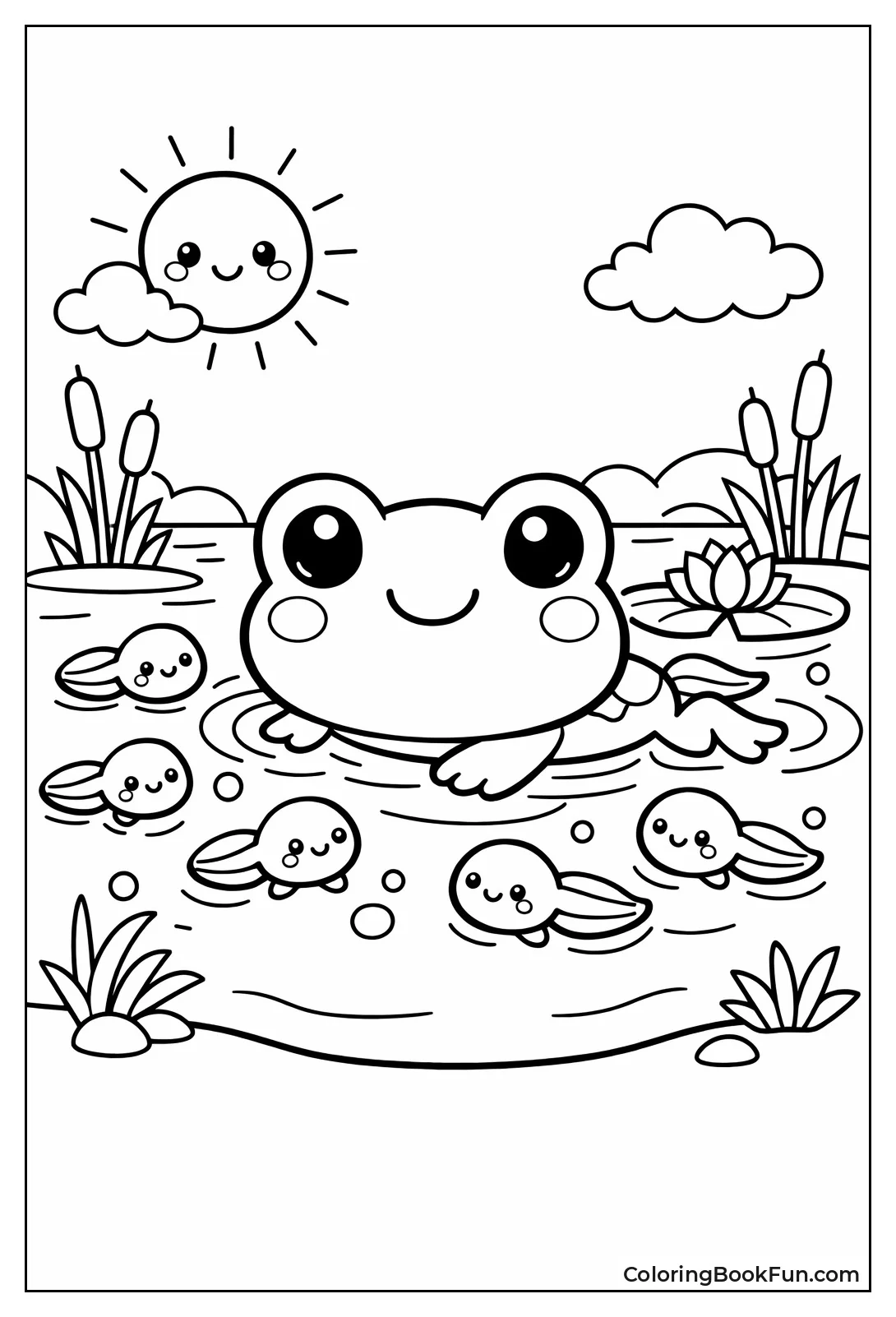 Frog Family in Pond