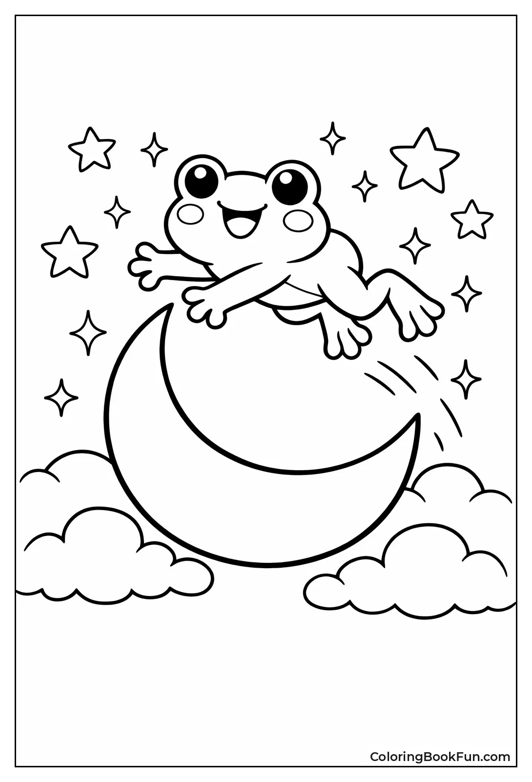 Leaping Frog Silhouette Moon