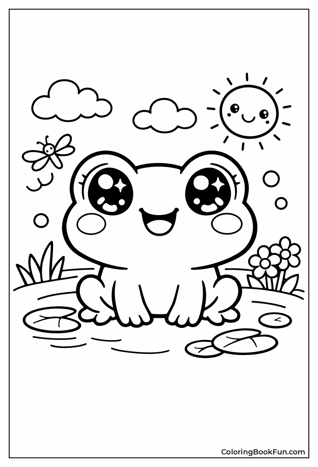 Smiling Kawaii Frog Close-Up