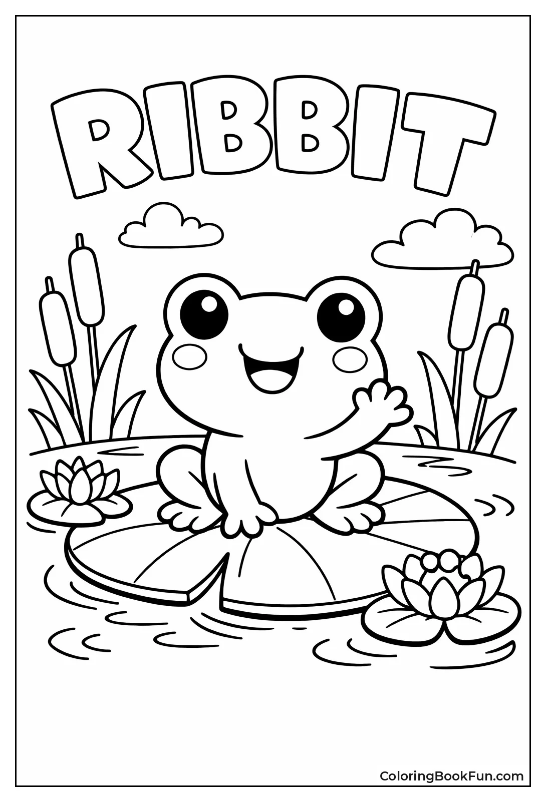 Frog Waving on Lily Pad