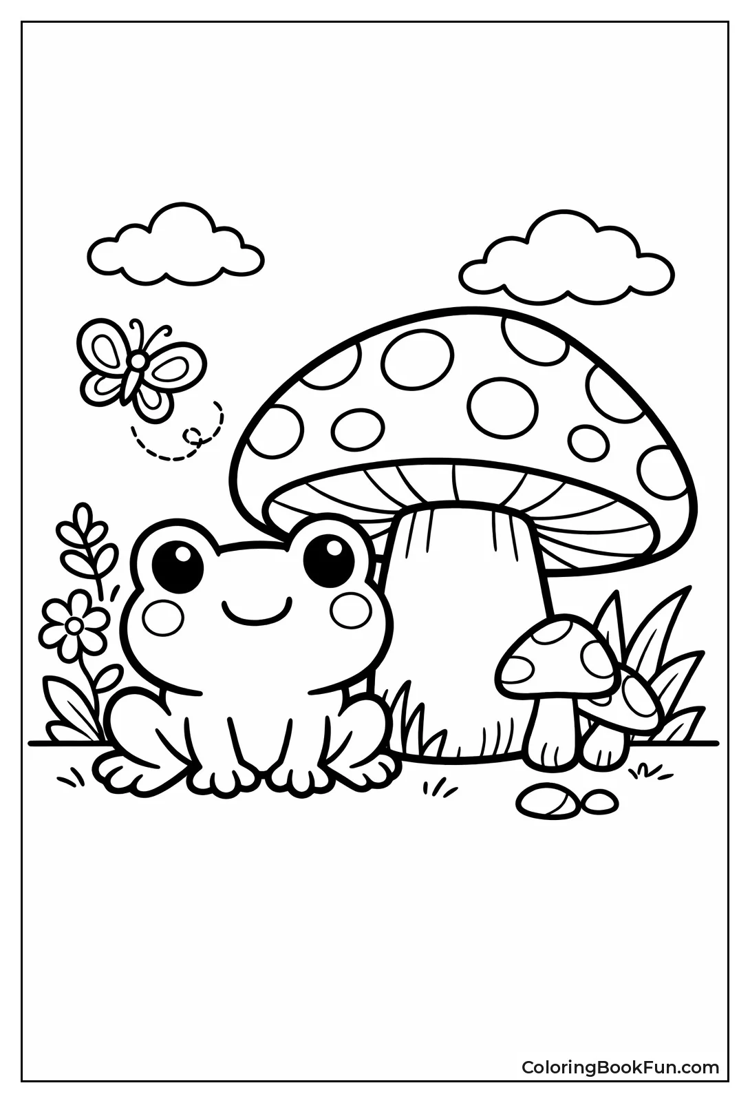 Frog by Giant Mushroom