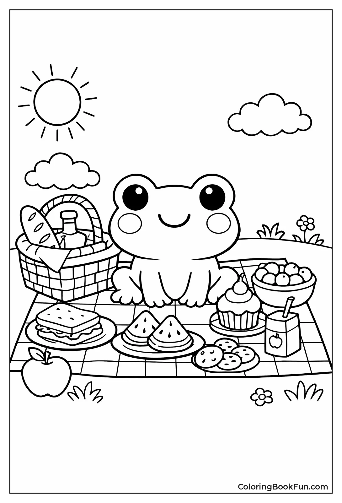 Frog Picnic with Basket