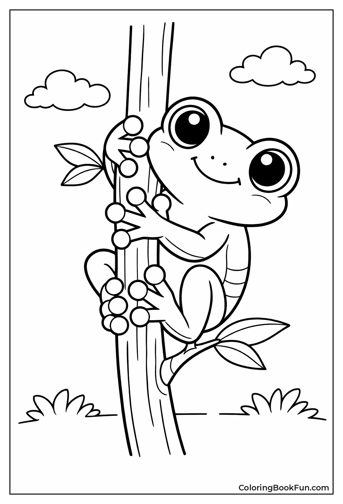 Tree Frog Climbing Branch