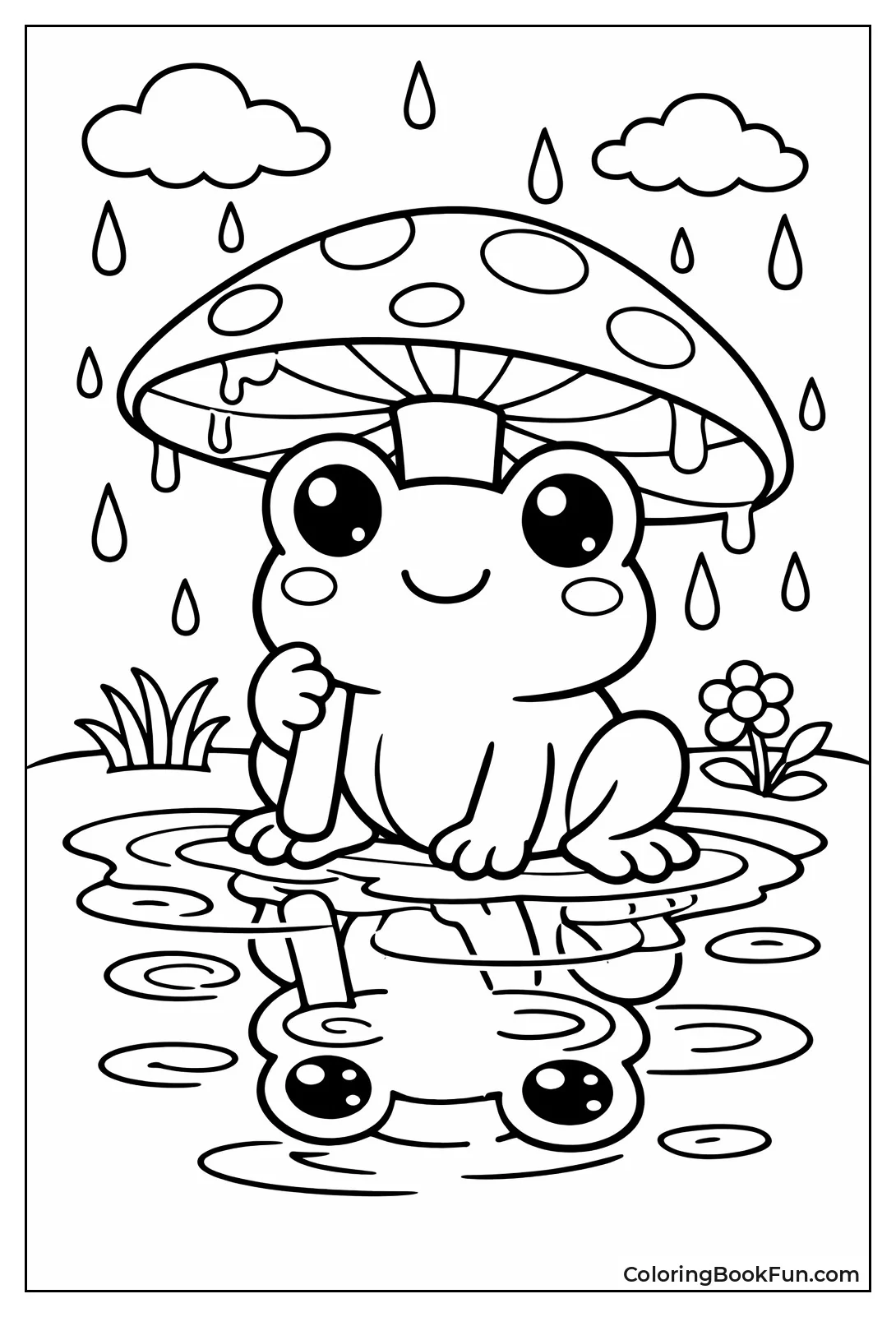 Frog under Rain Umbrella