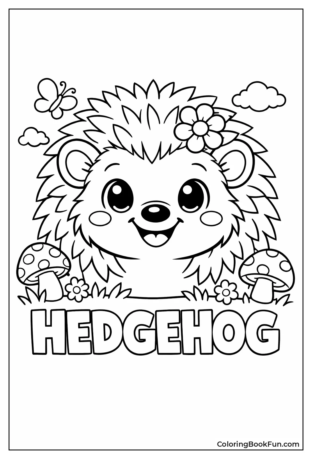 Smiling Cartoon Hedgehog Face