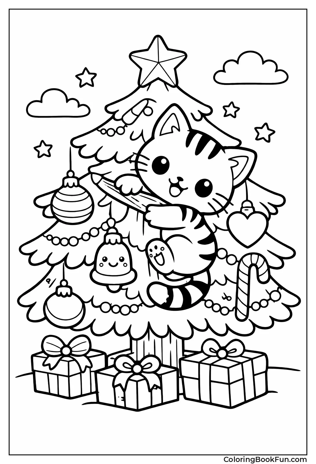 Kitten Climbing Christmas Tree