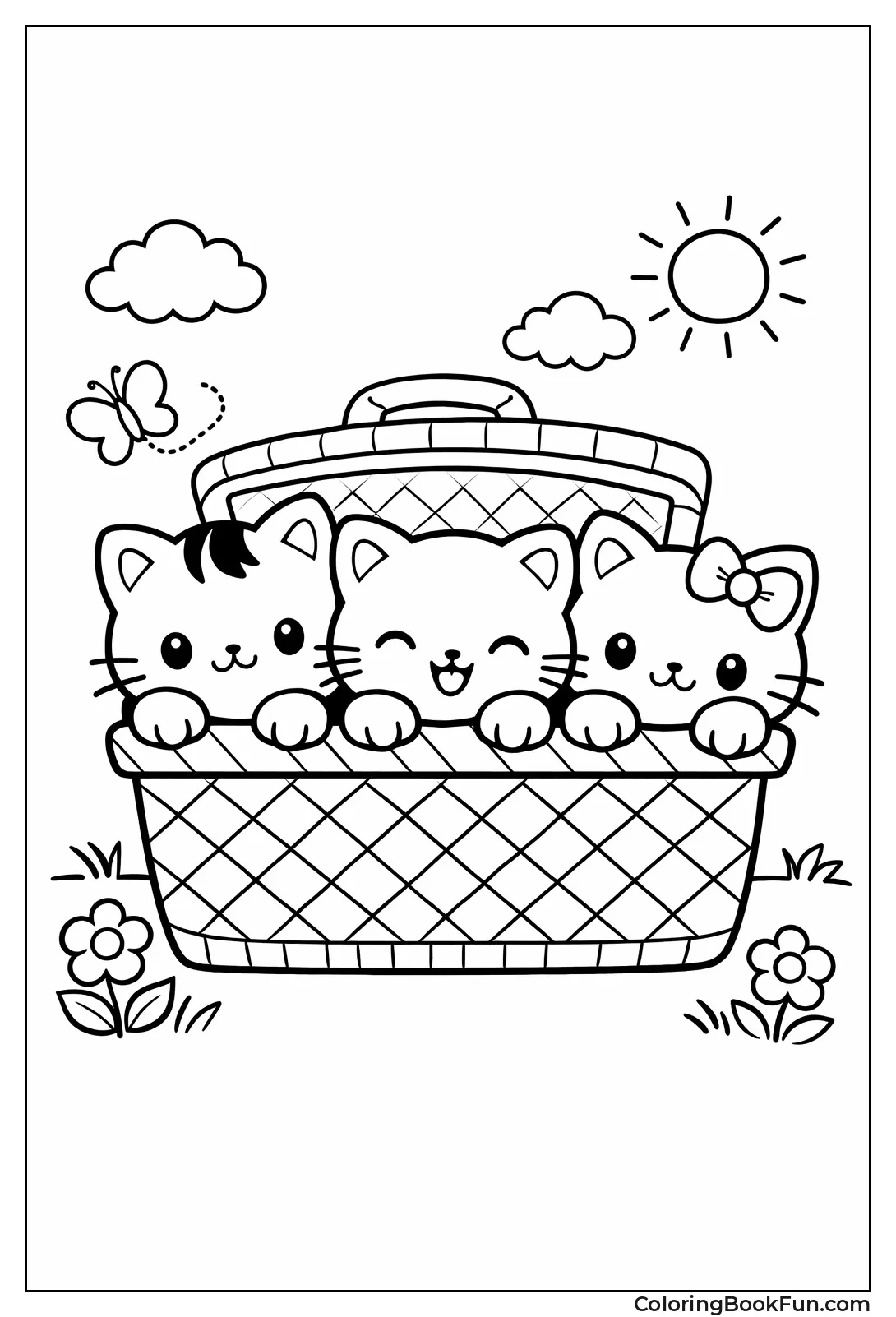Kittens in Picnic Basket