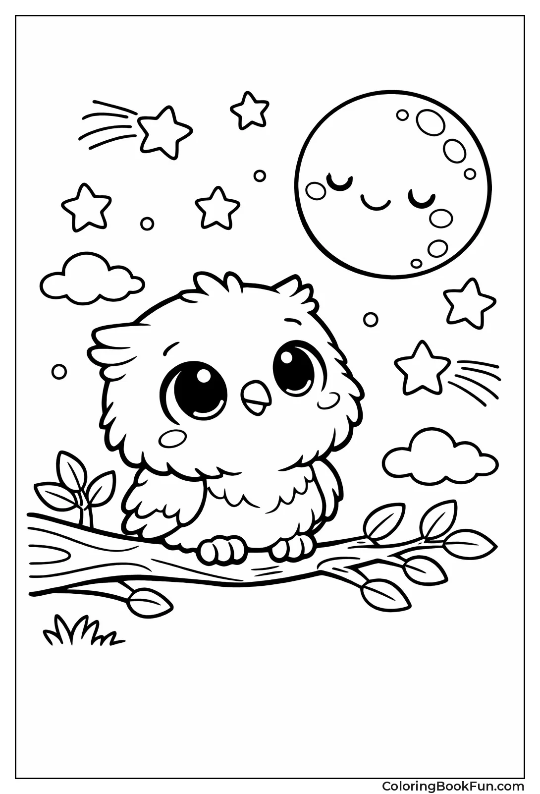 Owl Chick at Moonlight