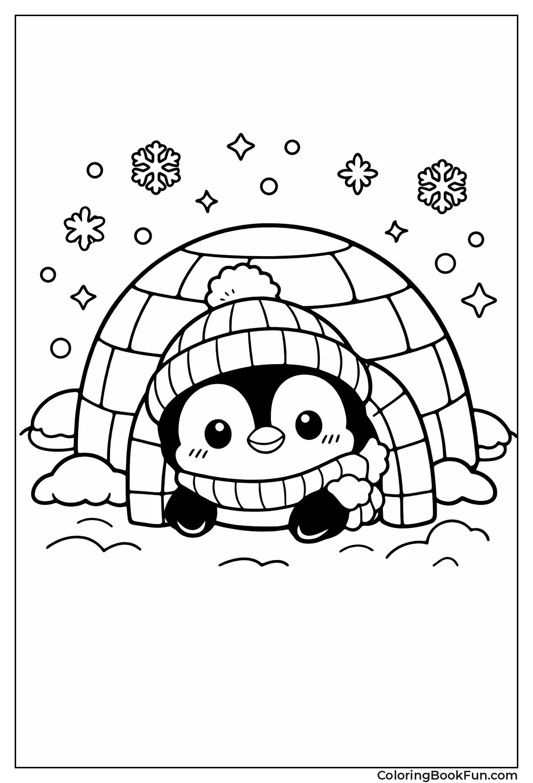 Penguin Peeking from Igloo