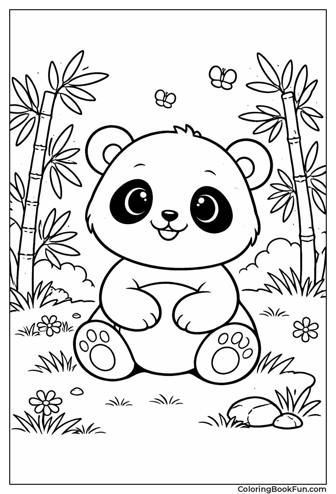 Chubby Panda Sitting Happily