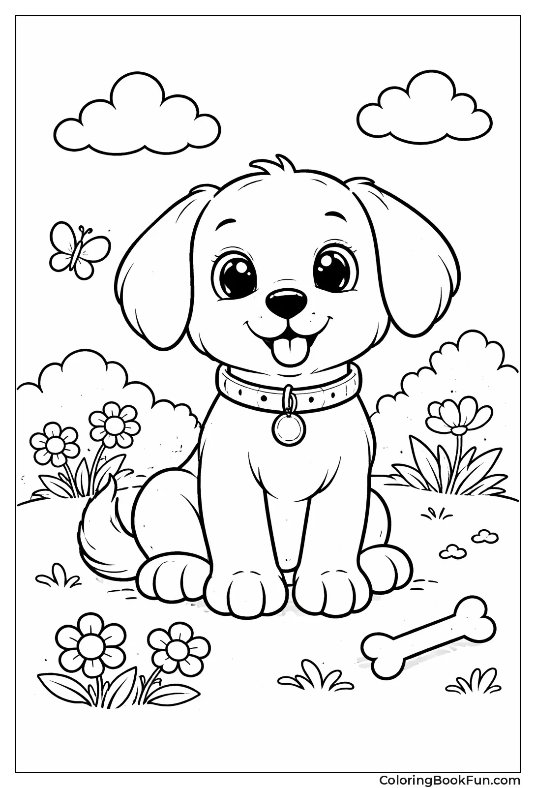 Cute Puppy Sitting with Big Eyes