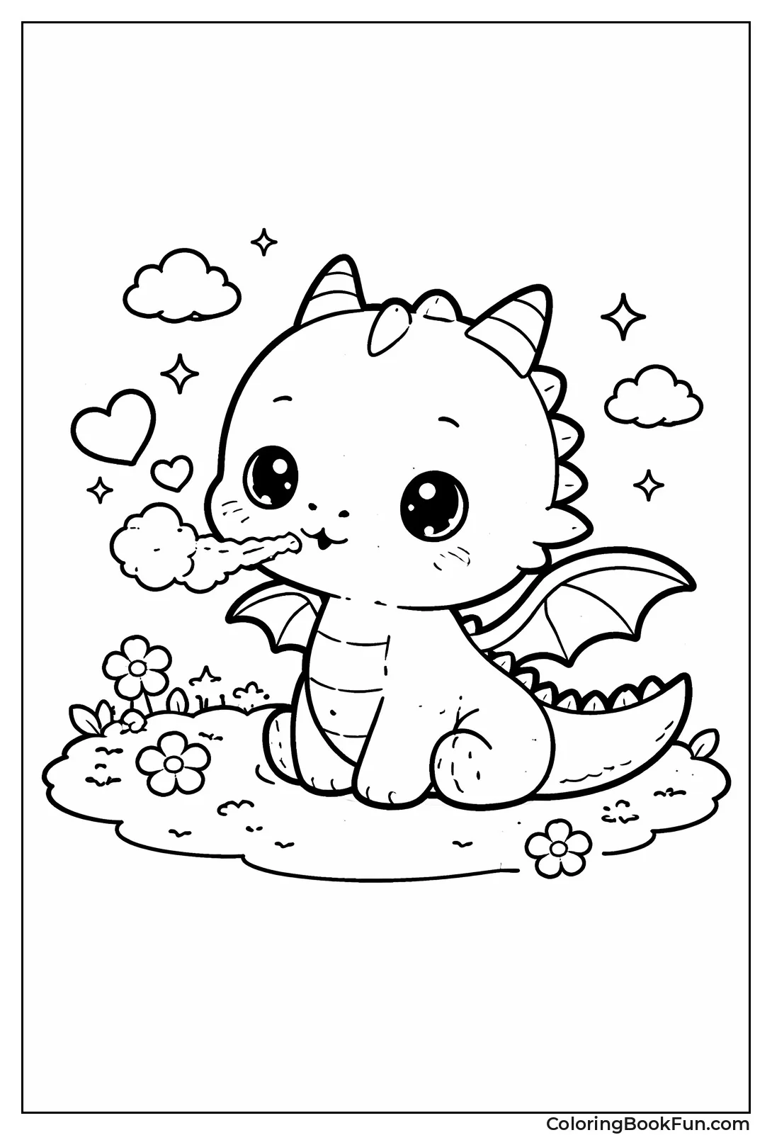 Baby Dragon Blowing Hearts