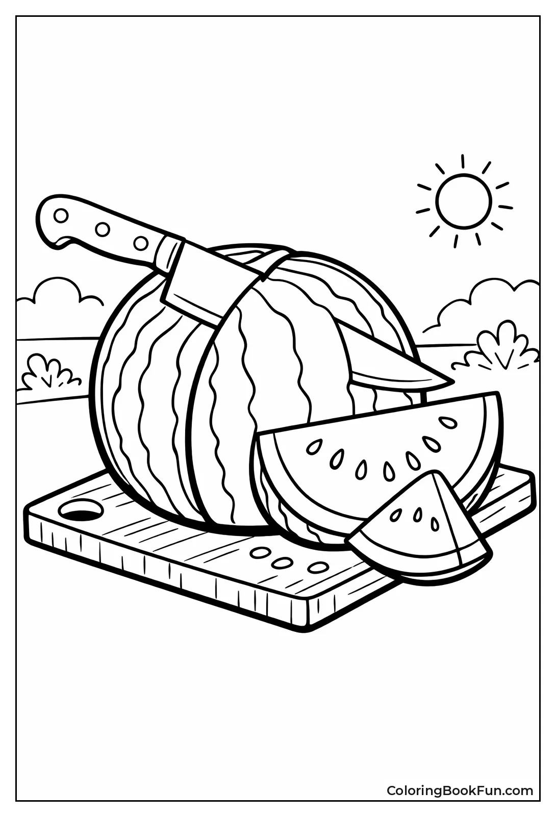 Knife Cutting Big Watermelon