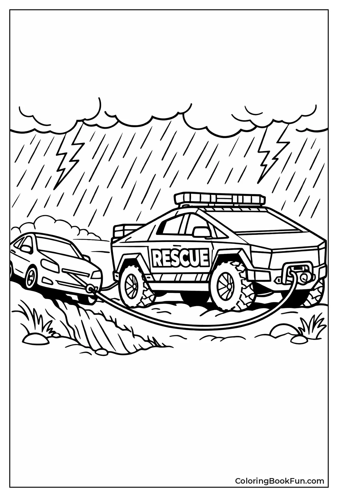 Rescue Cybertruck Pulls Car