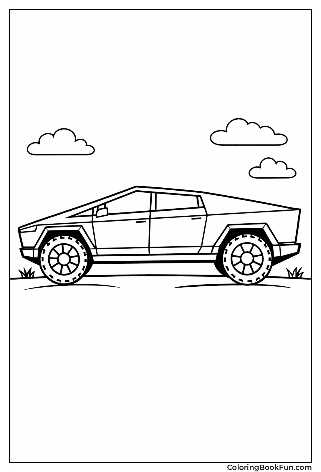 Futuristic Cybertruck Side View