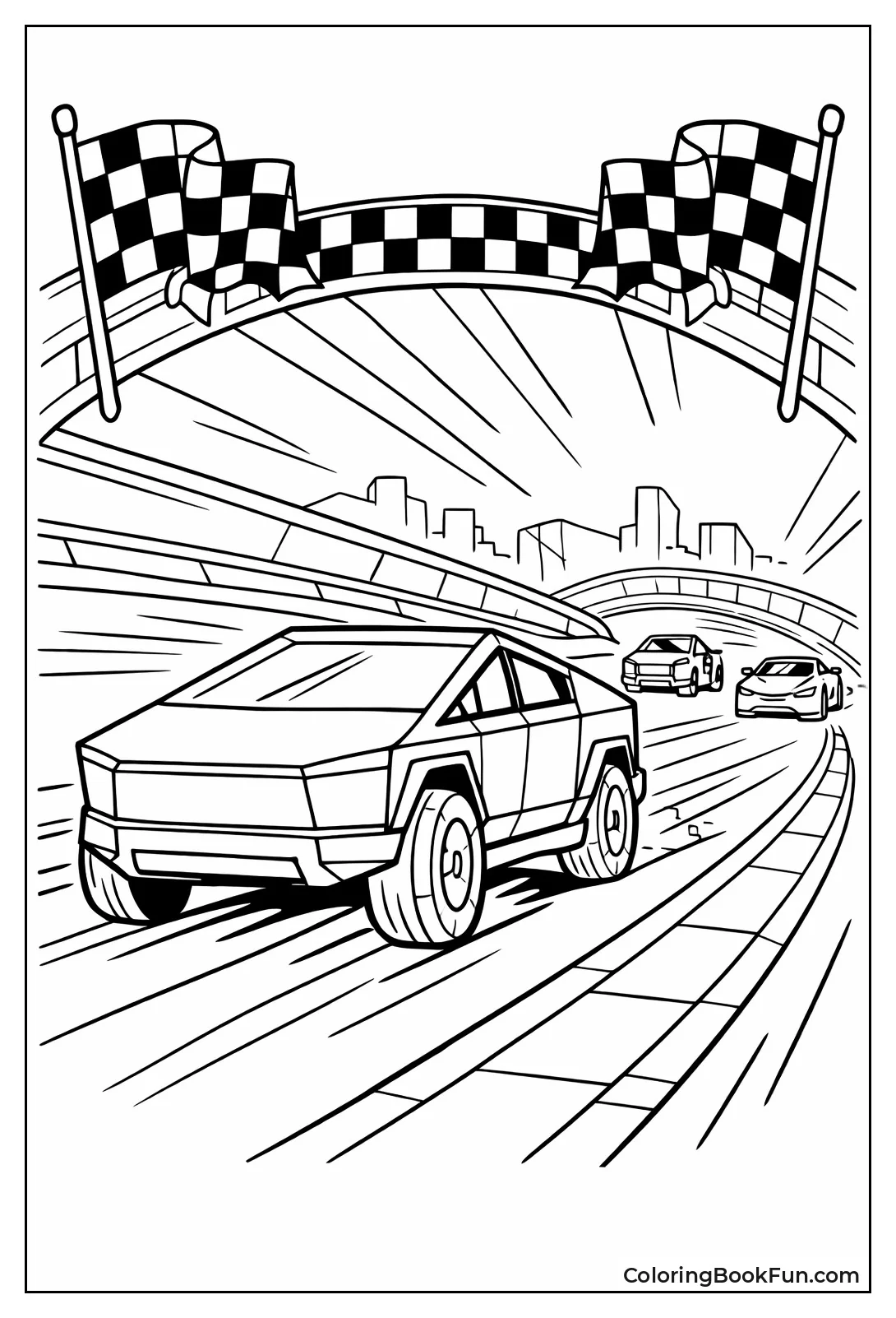 Cybertruck Races Neon Track