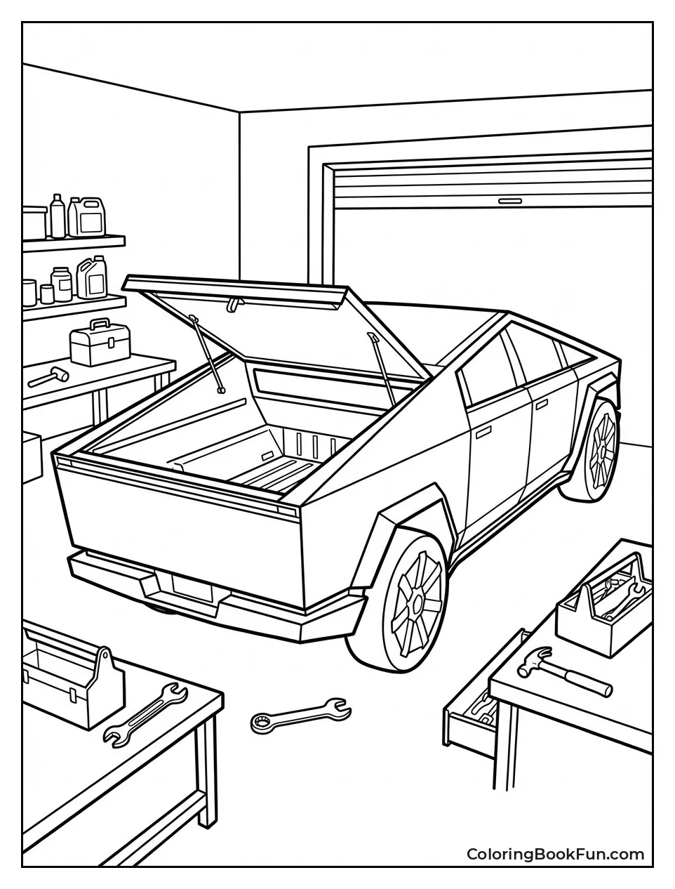 Cybertruck Parks in Garage