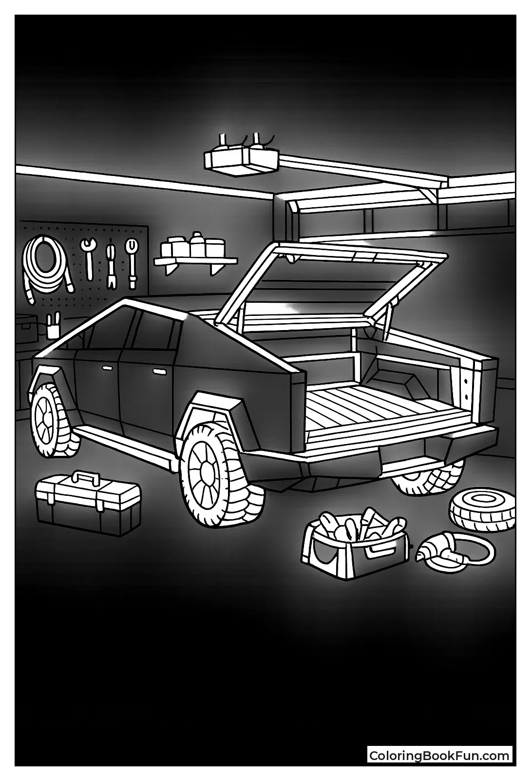 Cybertruck Parks in Garage