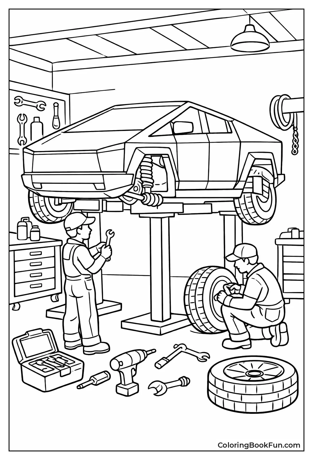 Cybertruck Repairs on Lift