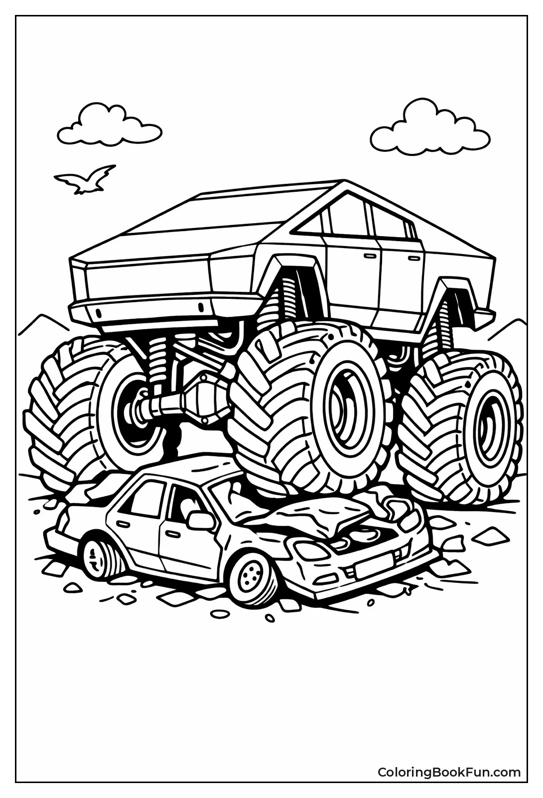 Monster Cybertruck Crushes Car