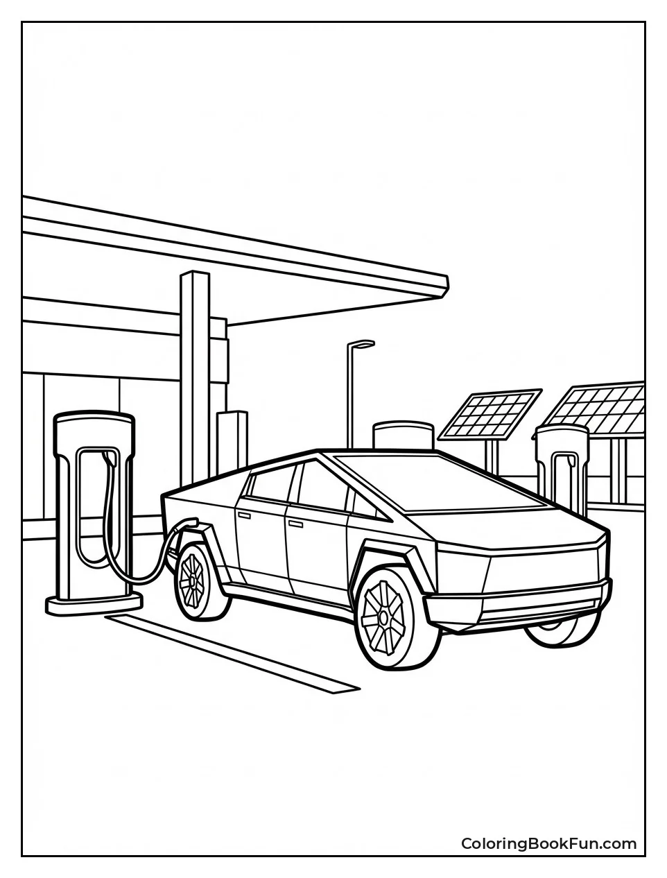 Cybertruck Charges at Station