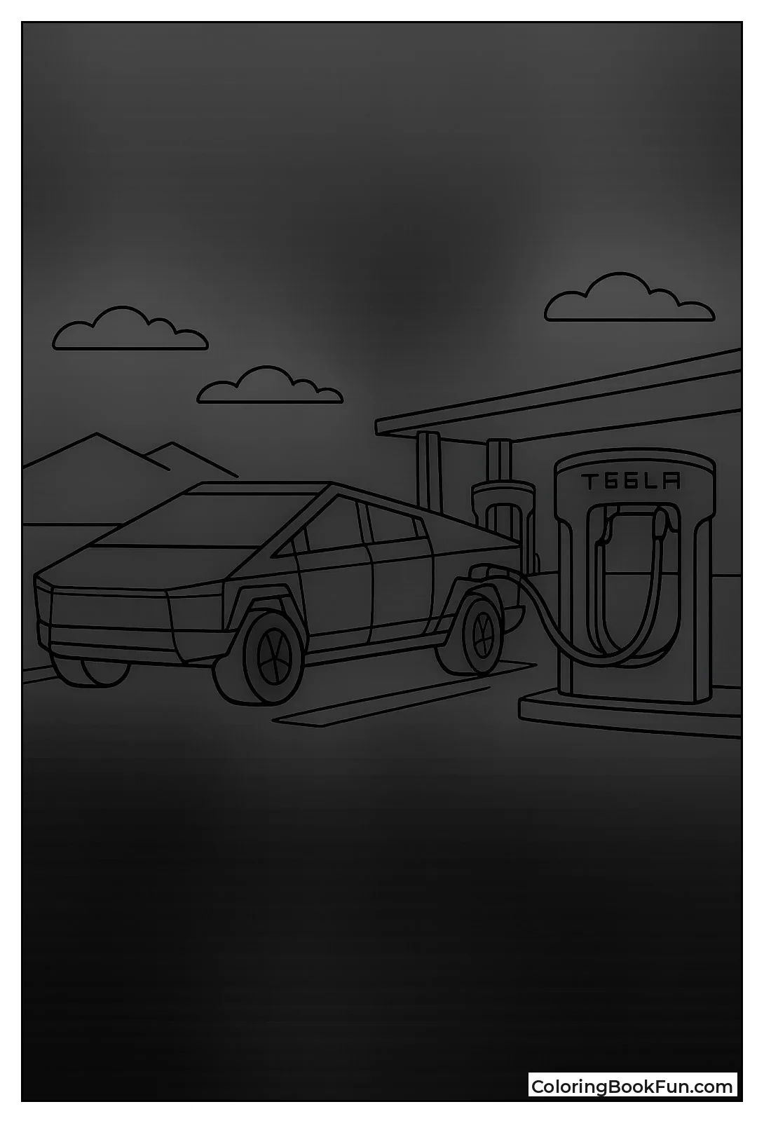 Cybertruck Charges at Station