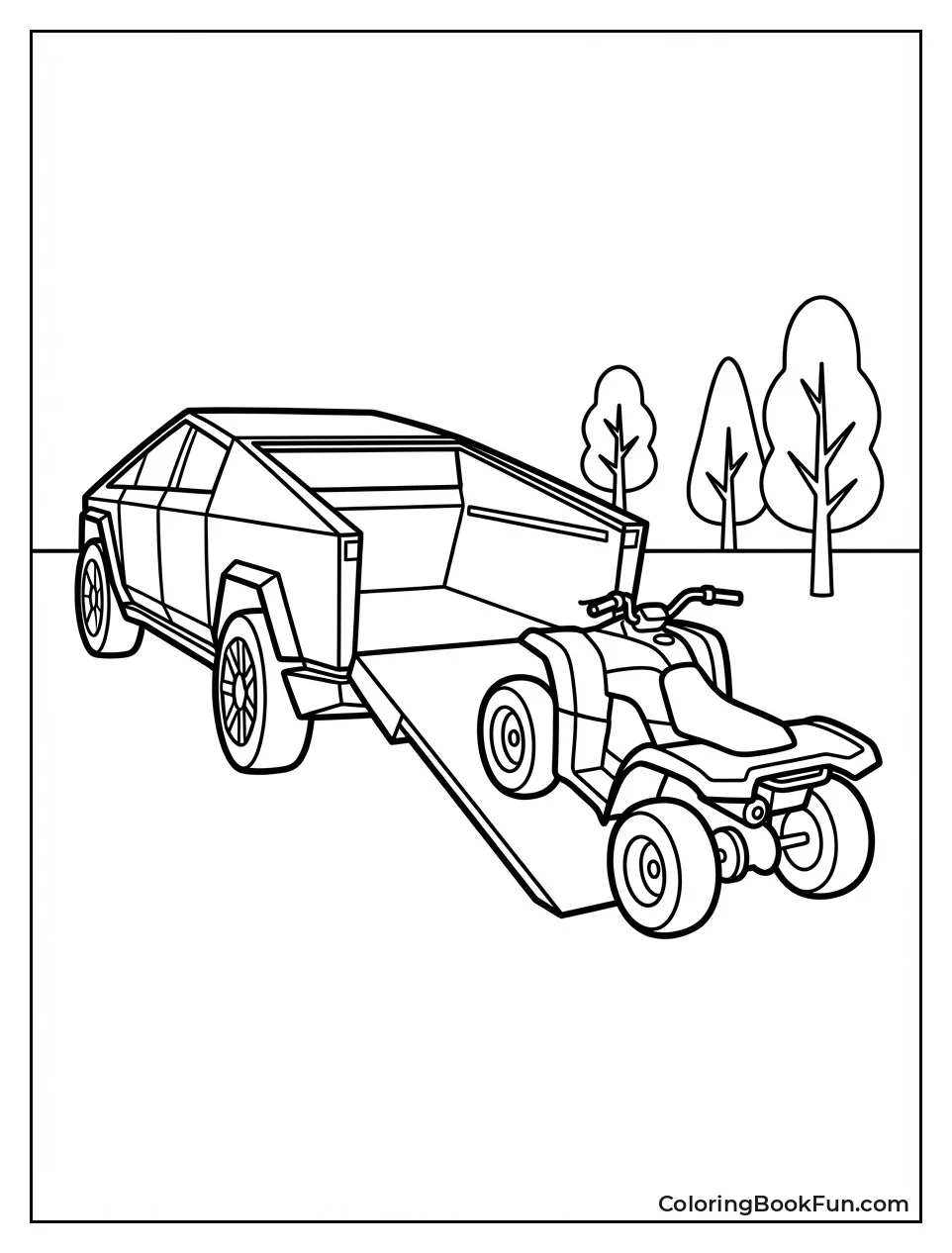 Cybertruck Loads ATV Ramp