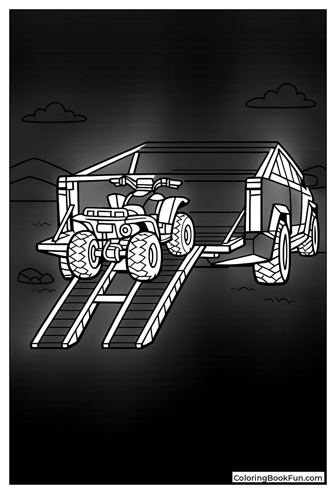 Cybertruck Loads ATV Ramp