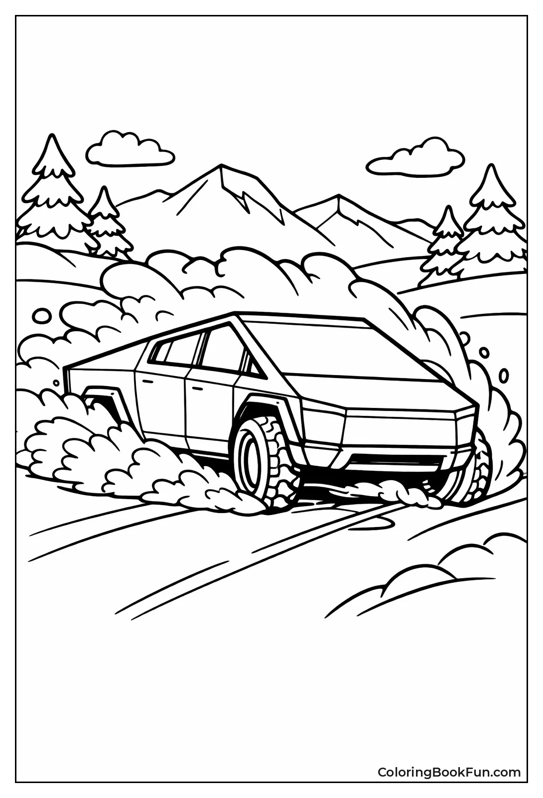 Cybertruck Drifts Deep Snow