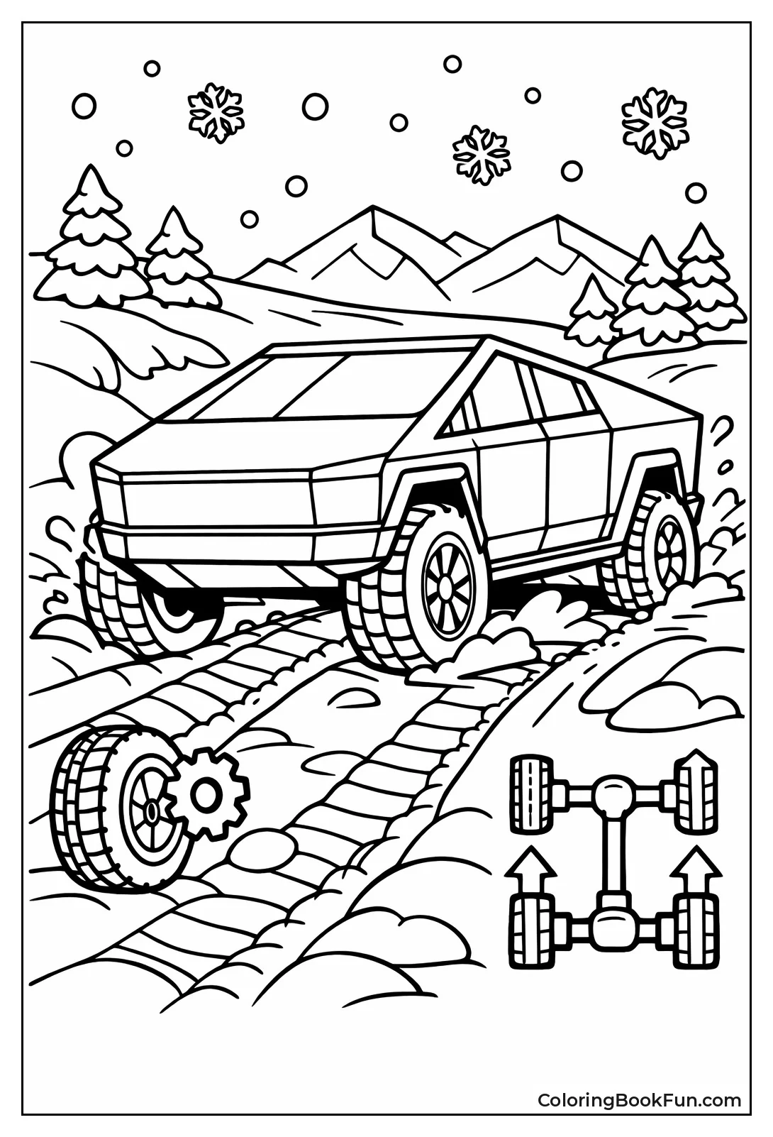 Cybertruck Trails through Snow