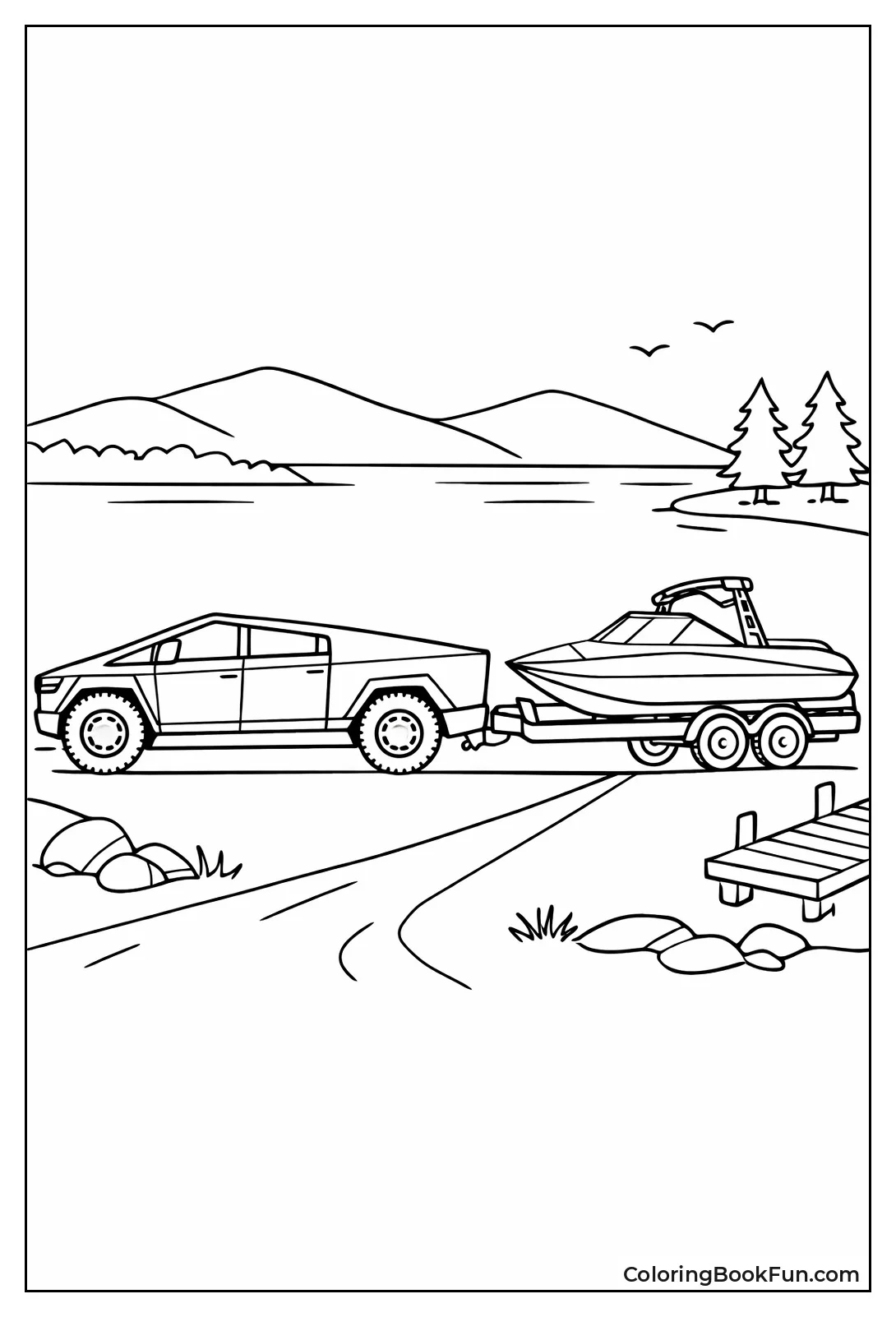 Cybertruck Pulls Speedboat Trailer