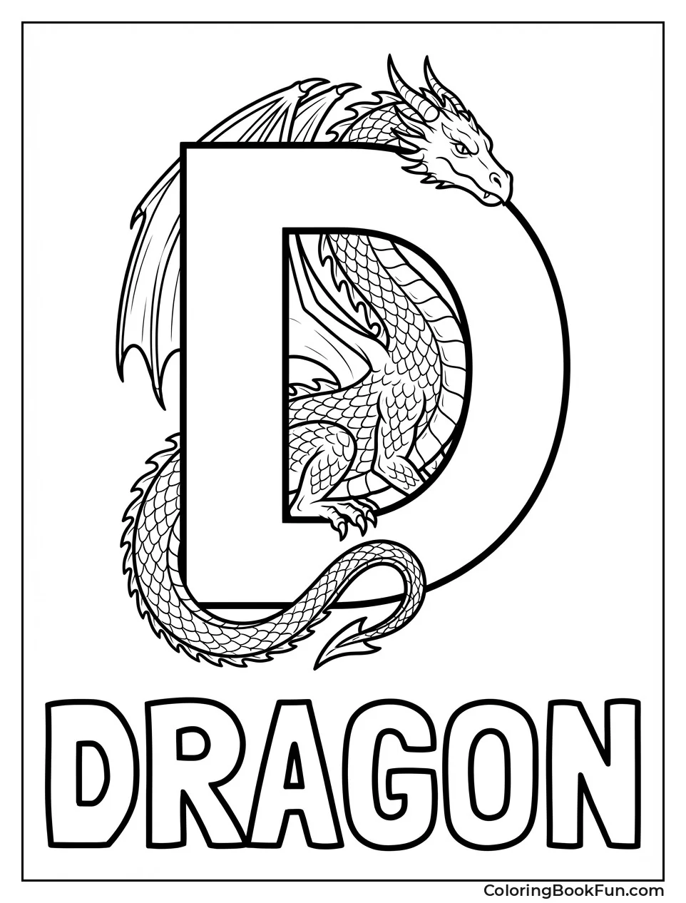 Dragon Wrapped around Letter D