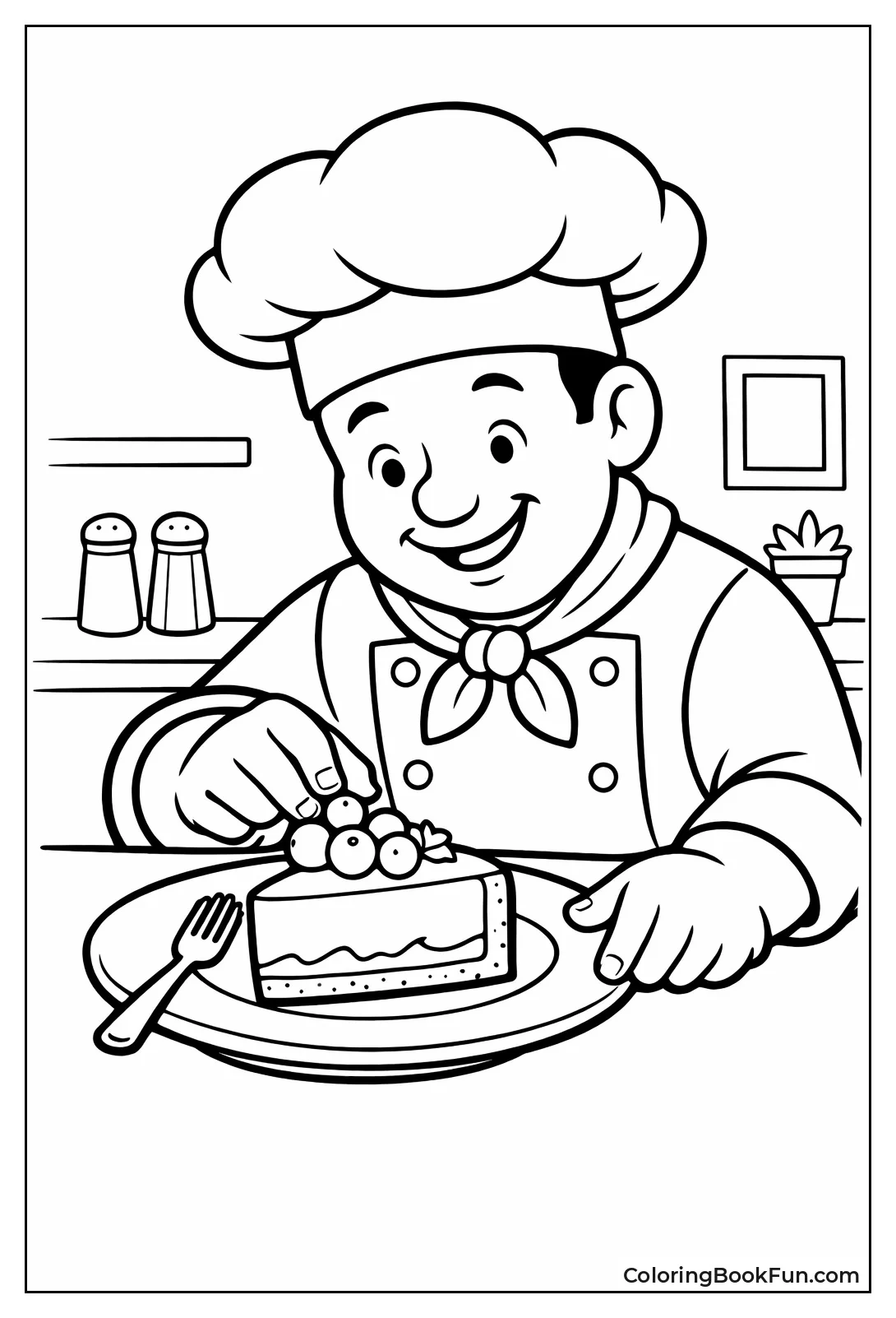 Chef Plating Cheesecake Slice