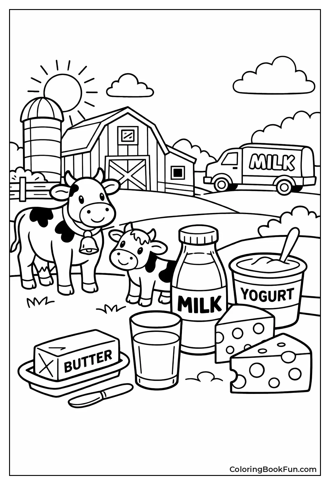 Busy Dairy Farm Barn