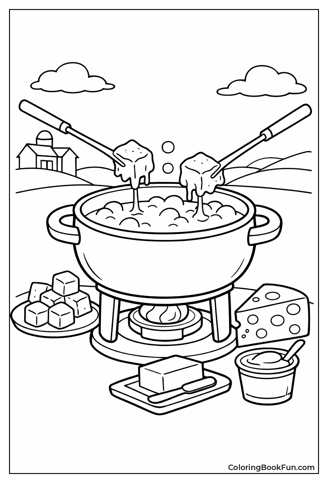 Fondue Pot with Bread