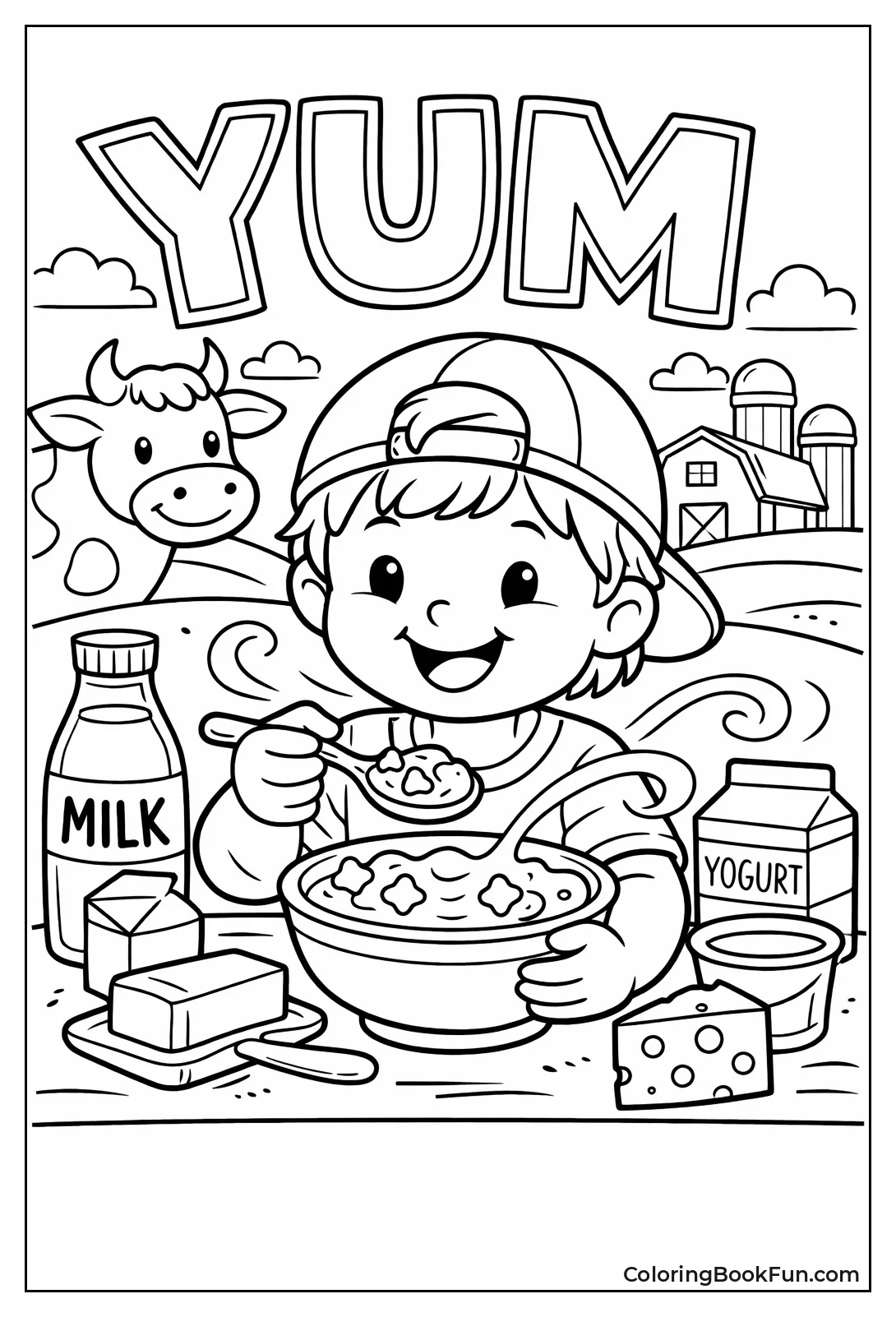 Kid Spooning Yogurt Bowl