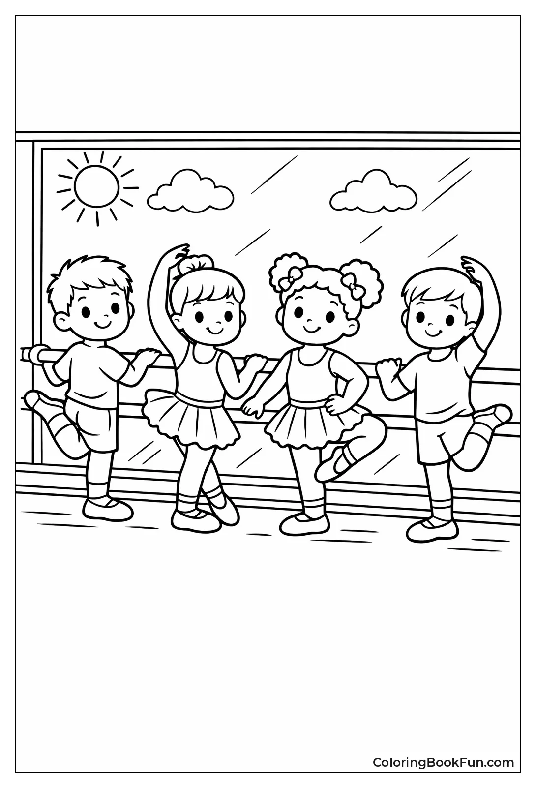 Kids Practice Ballet at Barre