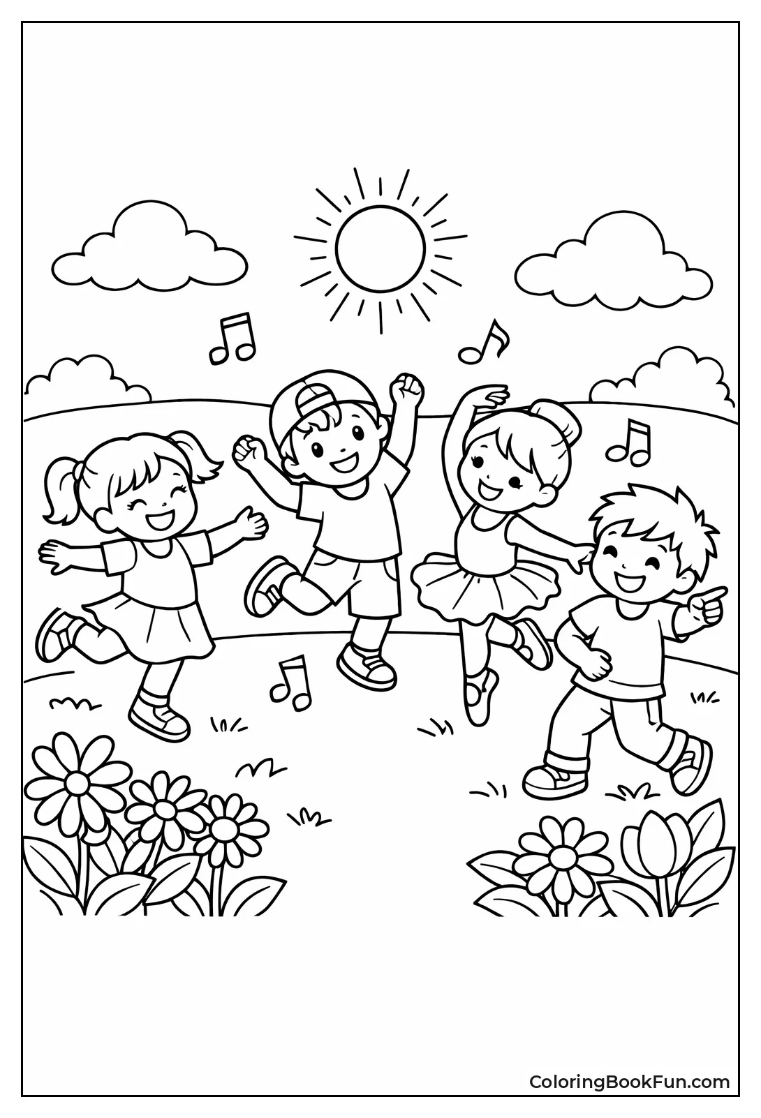 Kids Frolic Dancing in Park