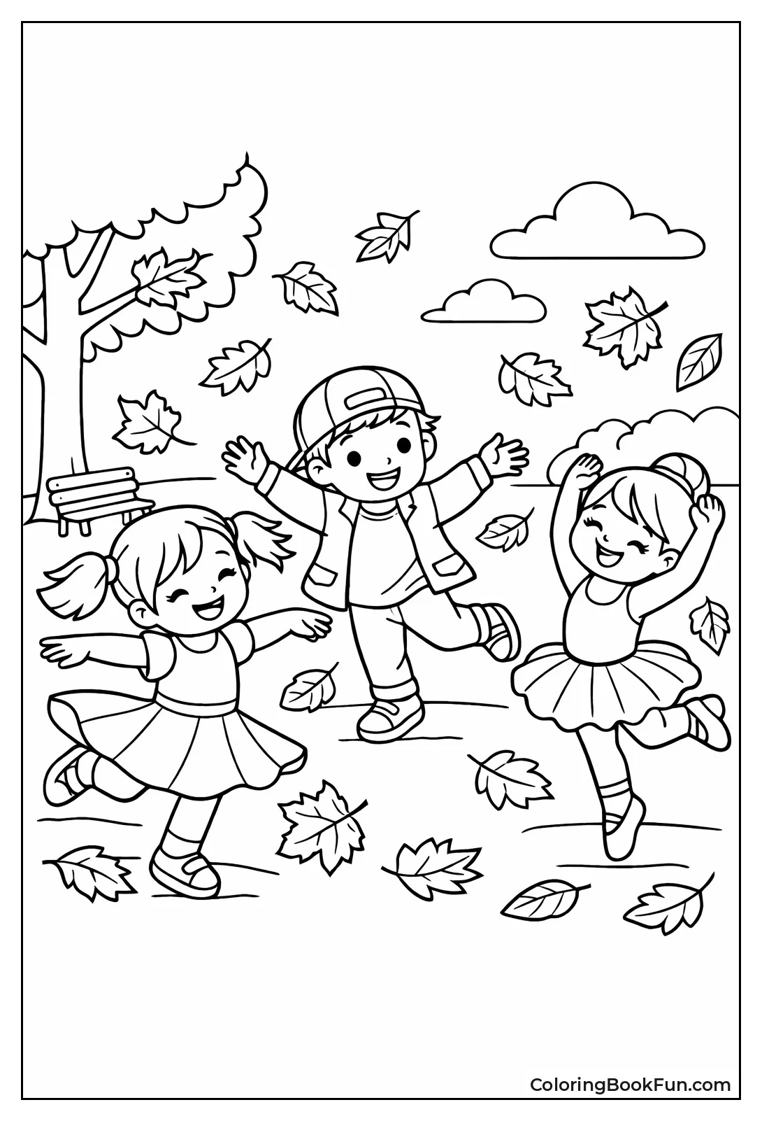 Kids Twirl with Fall Leaves