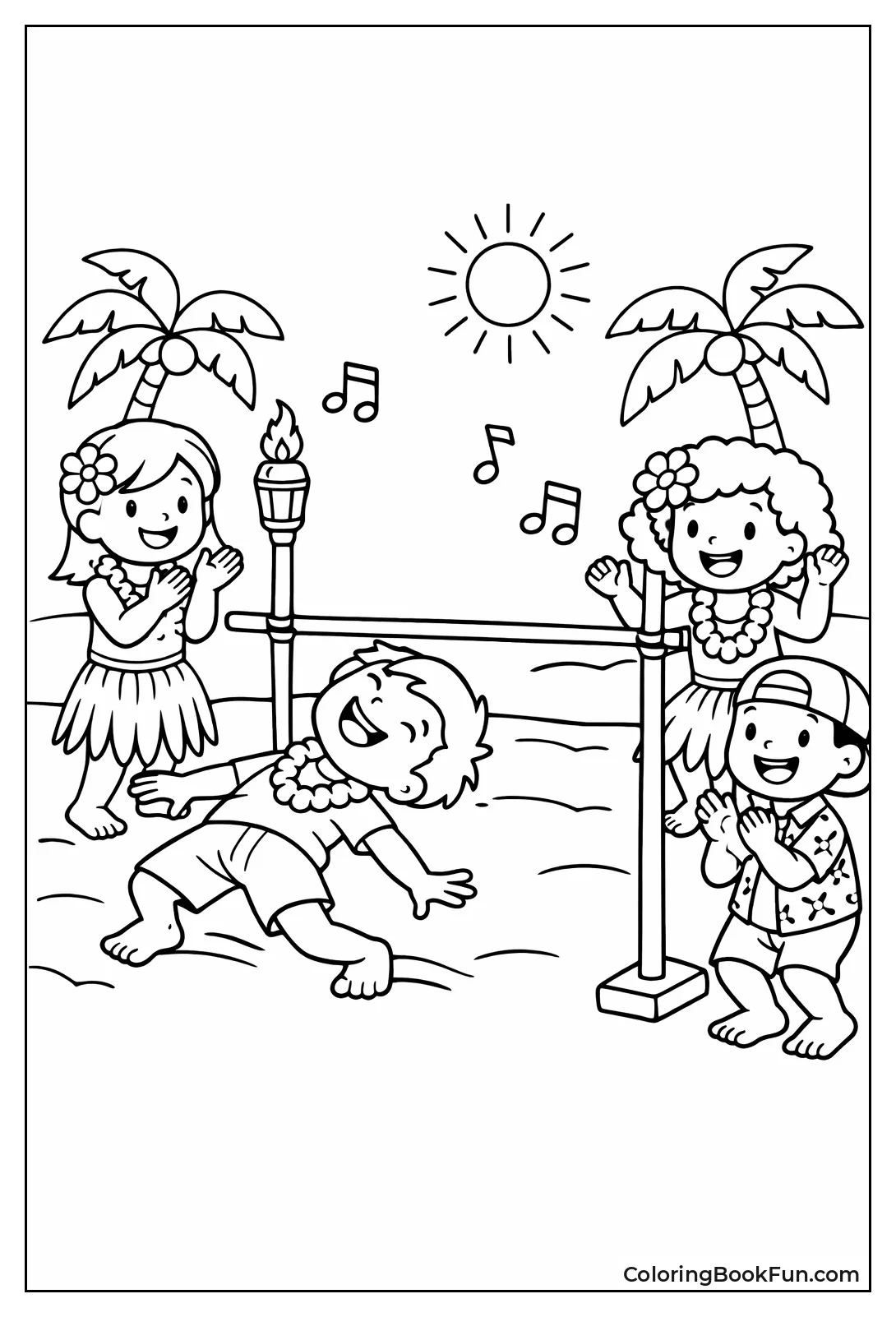 Kids Bend under Limbo Pole