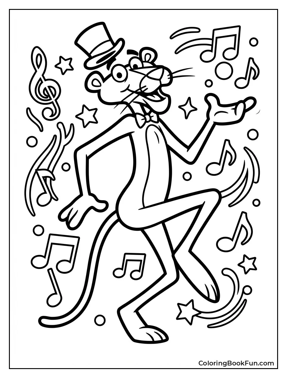 Dancing Pink Panther with Notes