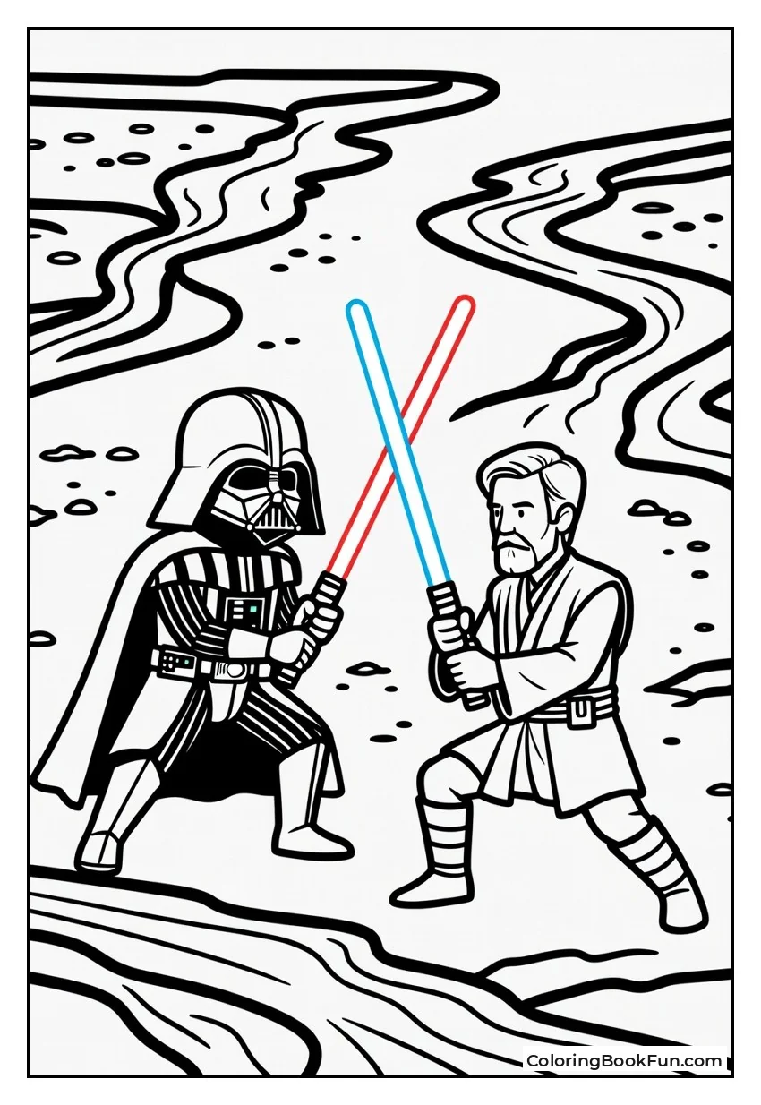 Vader Duels Obi-Wan on Lava