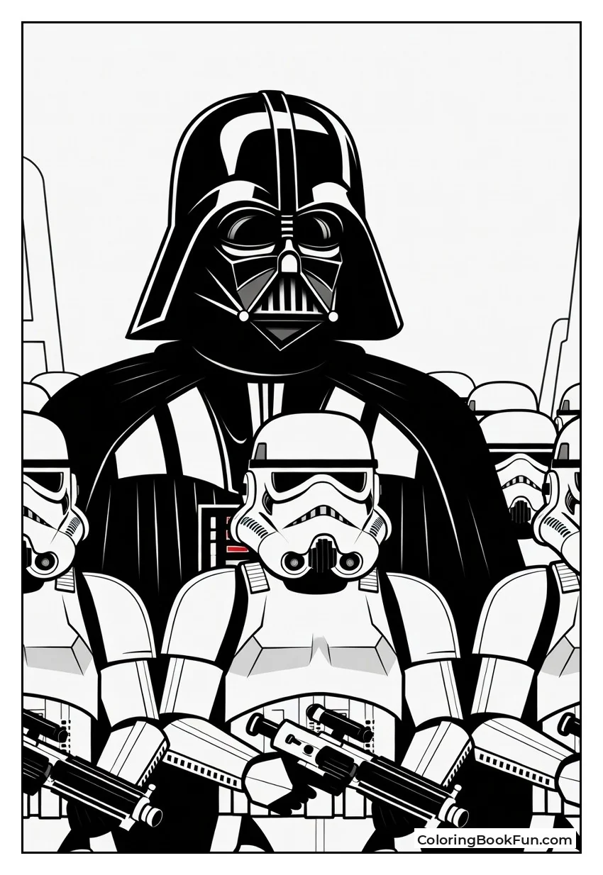 Darth Vader Inspecting Rows of Stormtroopers