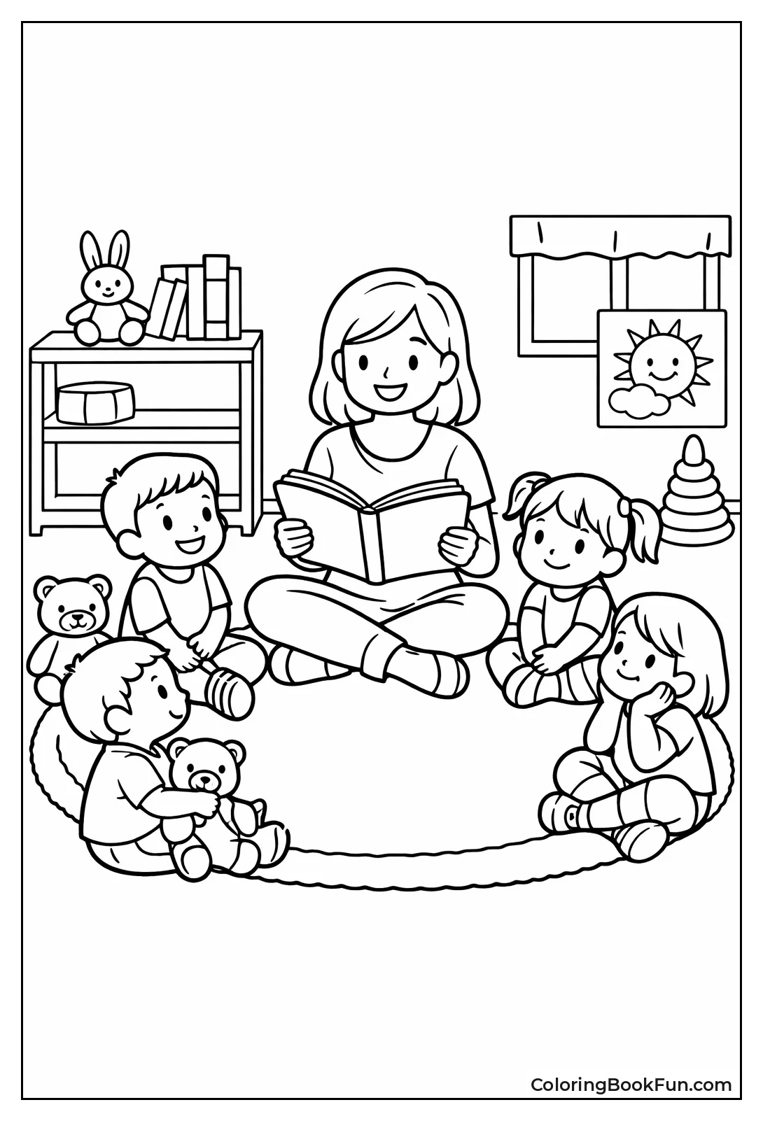 Caregiver Reads to Circle Kids