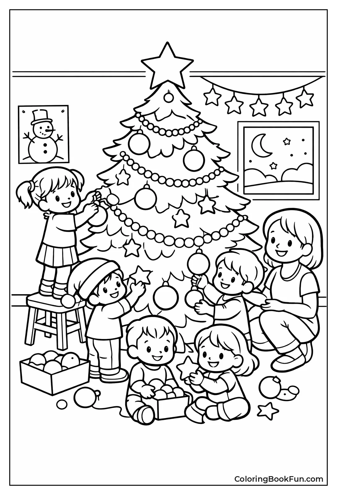 Kids Hang Christmas Tree Ornaments