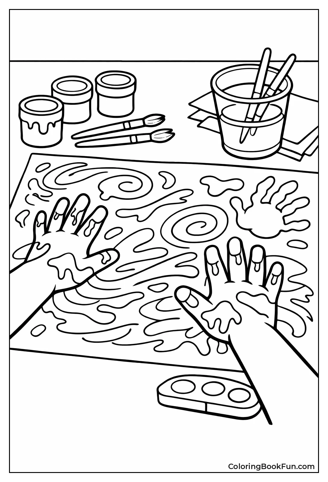 Hands Smear Messy Finger Paint