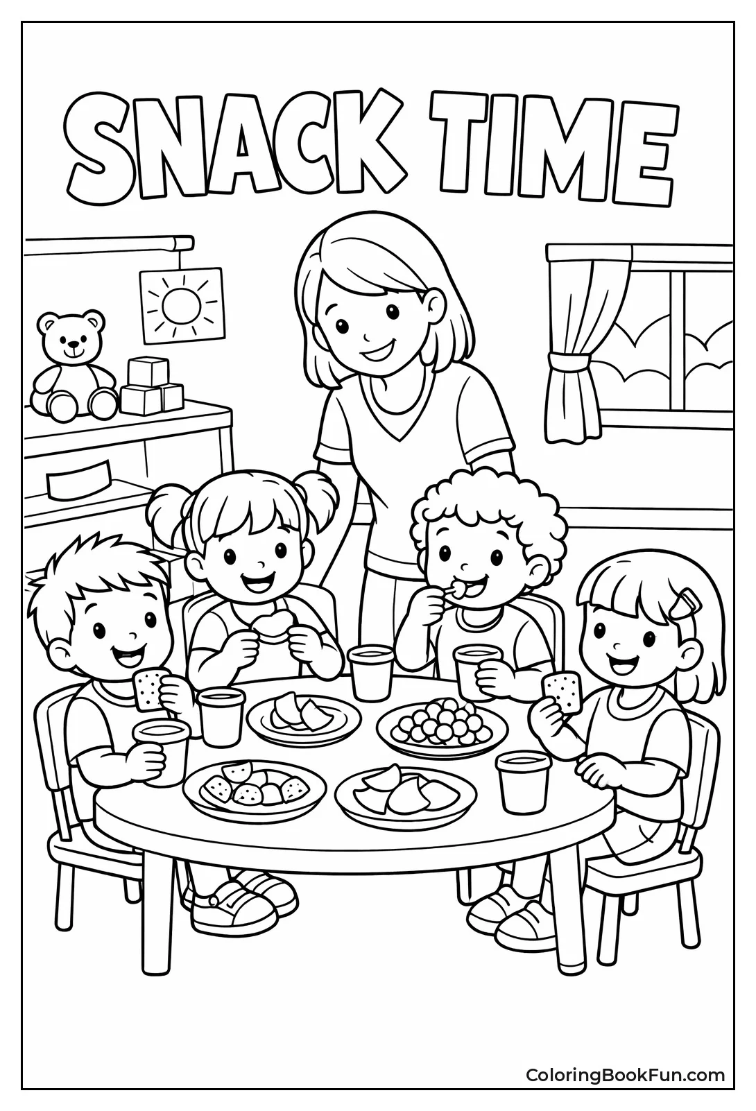 Kids Eat Snacks at Table